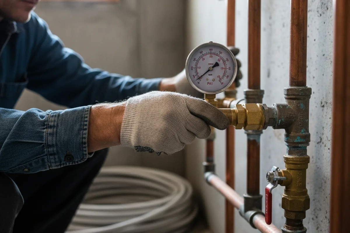Pressure testing a repaired line during Water Line Repair in Reseda